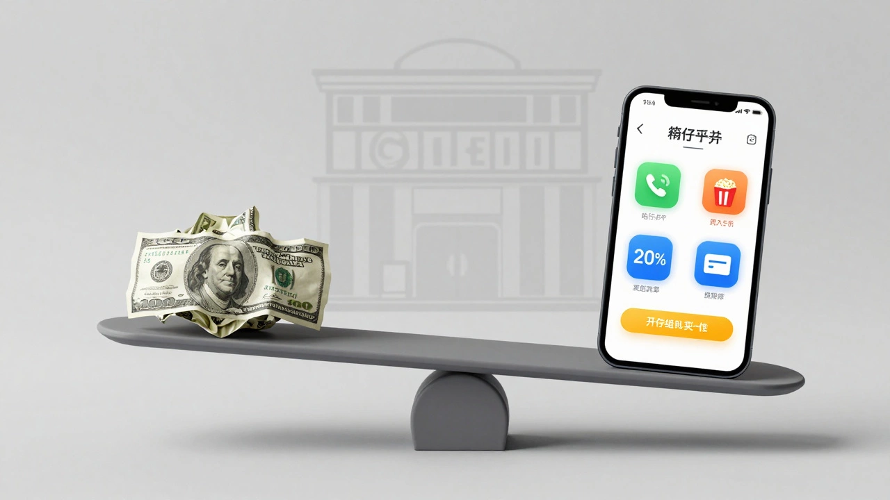 Scale balancing cash against digital loyalty rewards for cinema tickets