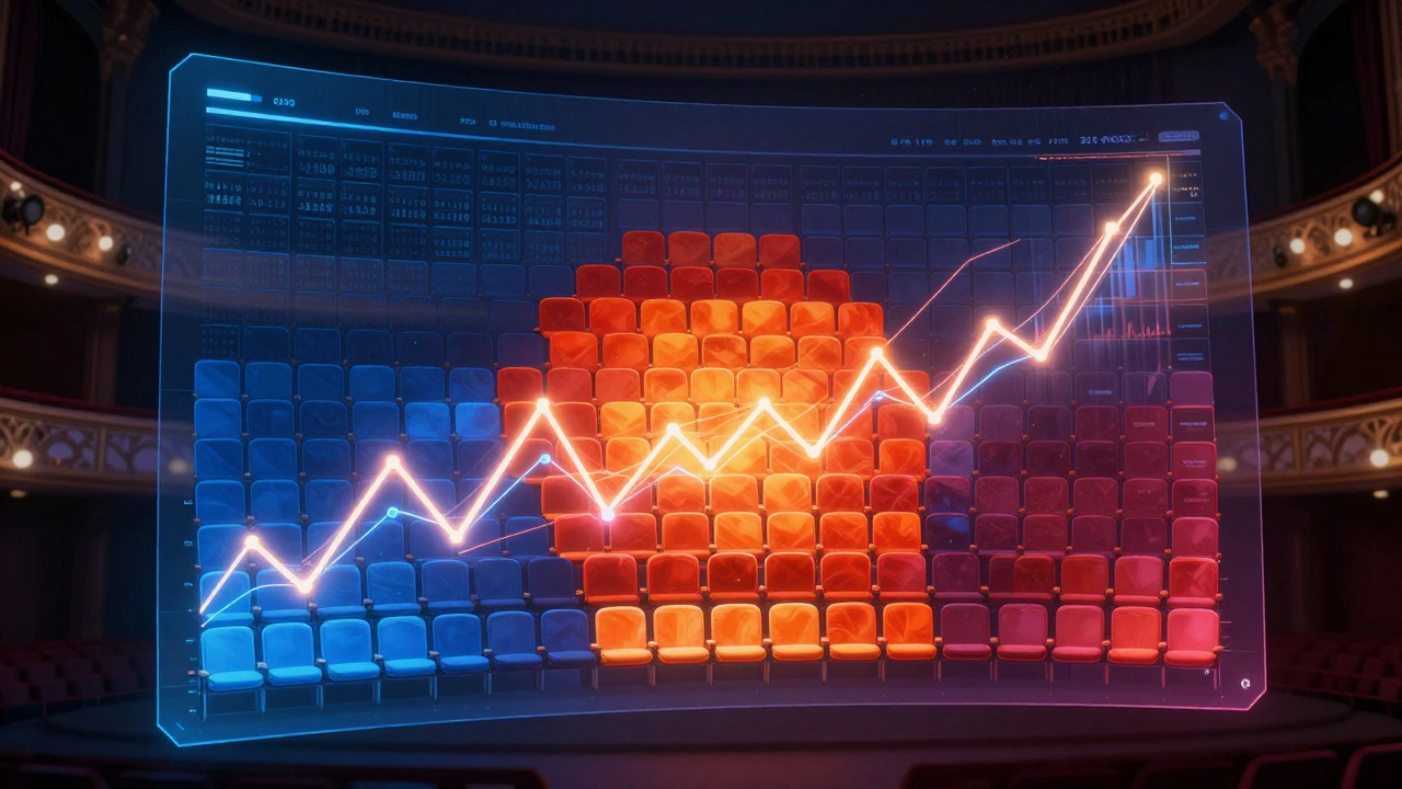 Abstract visualization of fluctuating Broadway ticket prices