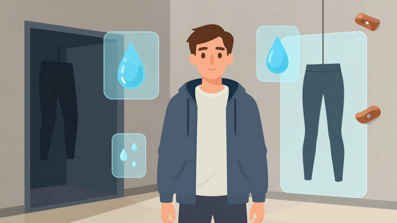Character wearing layered clothes with pockets for escape room comfort