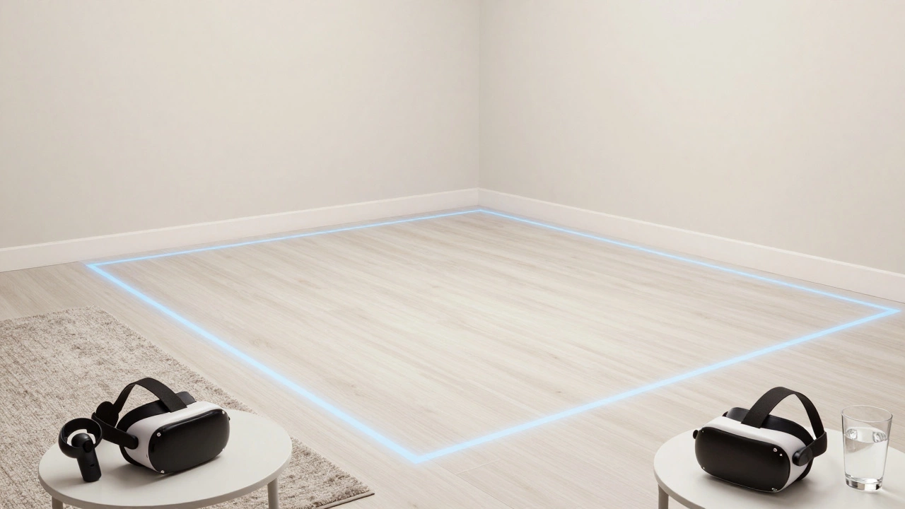 Clear safe play area with virtual boundary lines shown on the floor
