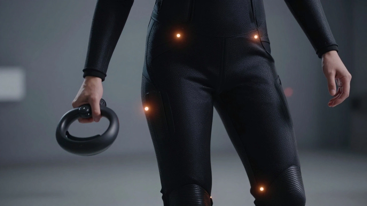 Close up of haptic suit vibrating to simulate walking sensations