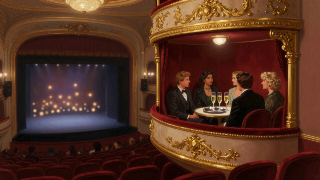 Exclusive private loge box with champagne overlooking the stage