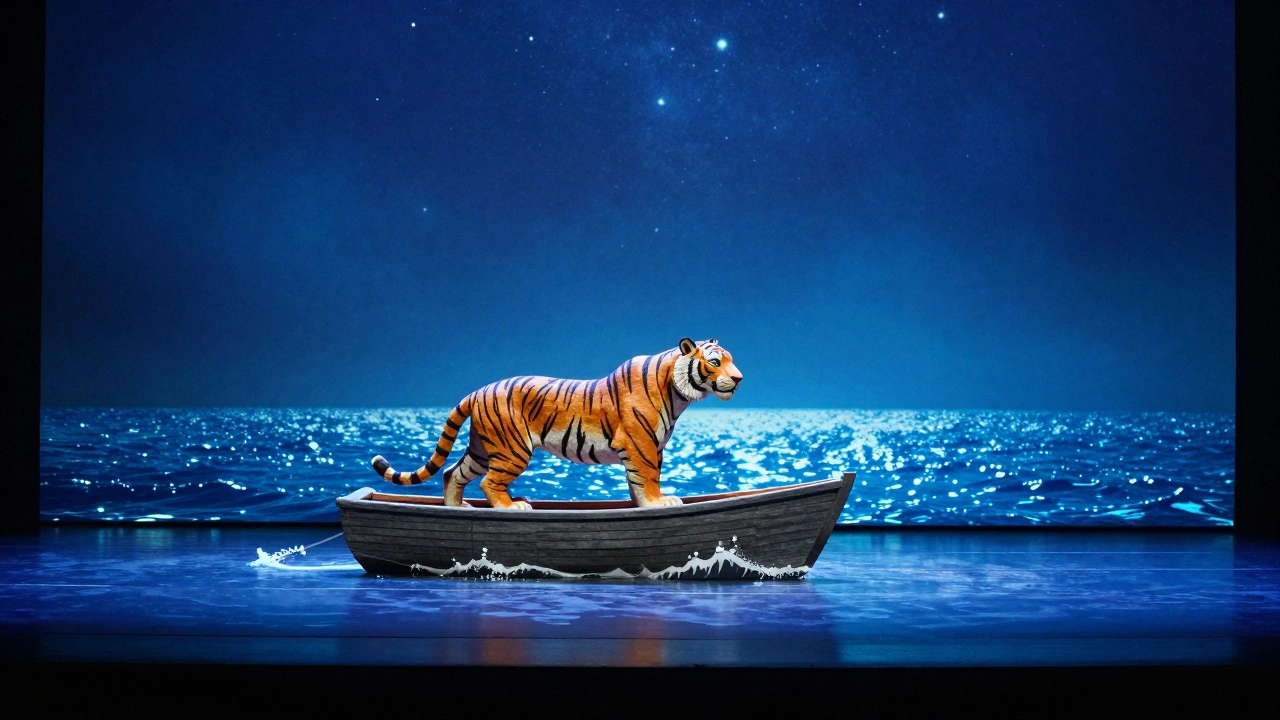 Life of Pi stage production featuring puppetry and ocean projections