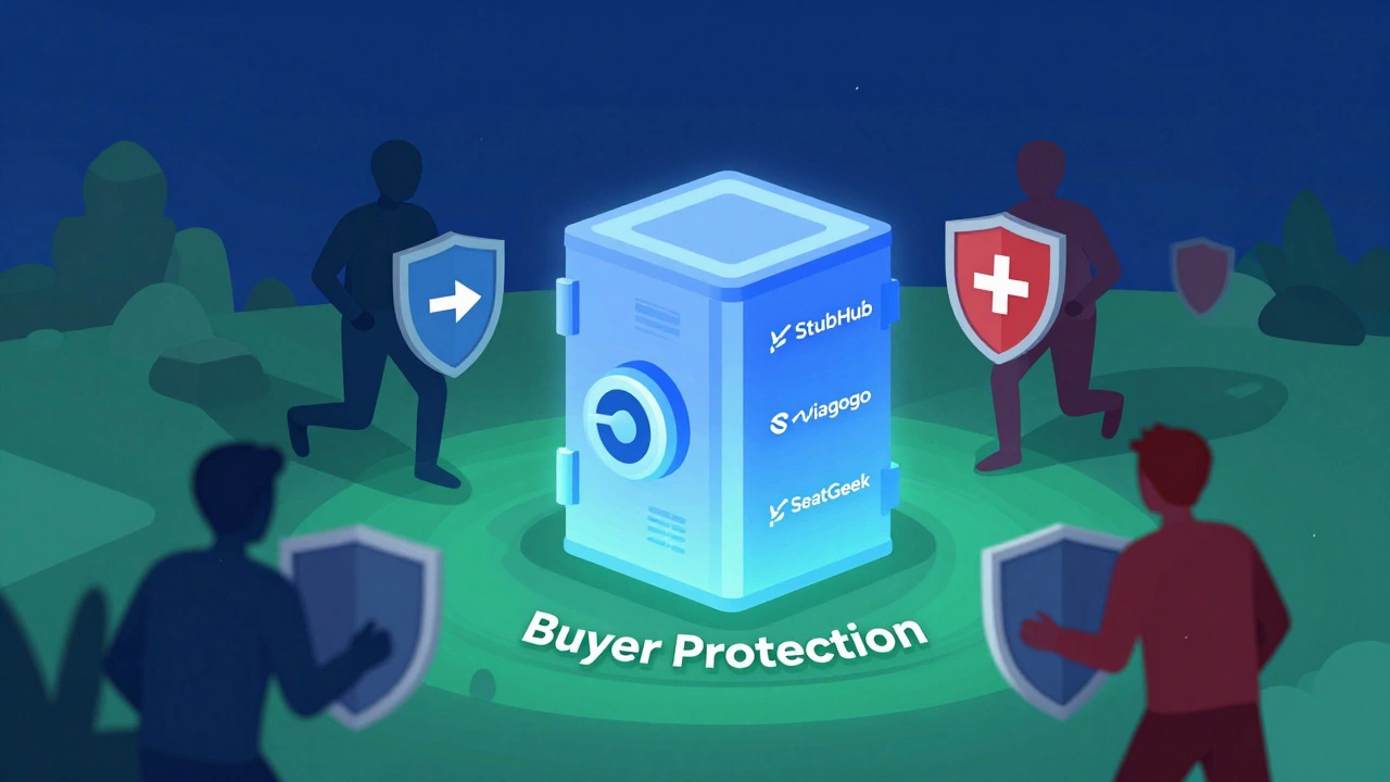 Conceptual art showing safe vs risky ticket resale markets