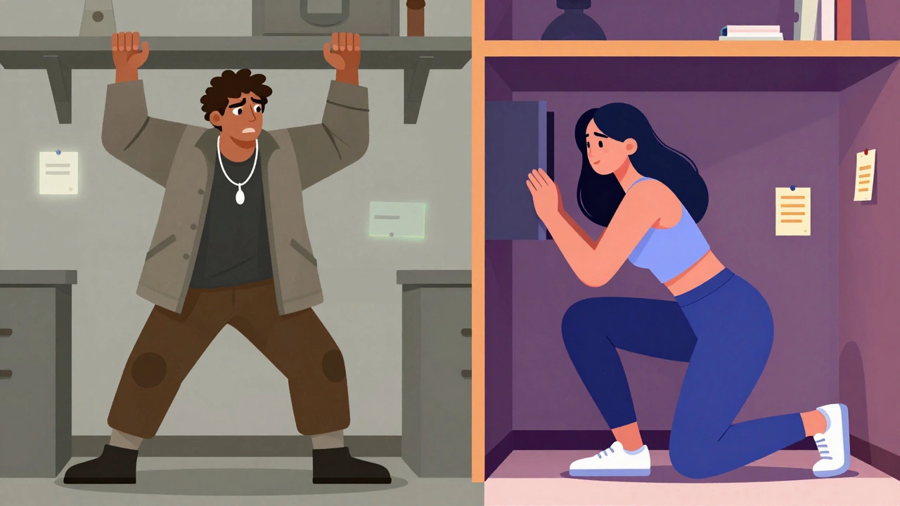 Illustration comparing restrictive vs flexible clothing for escape rooms