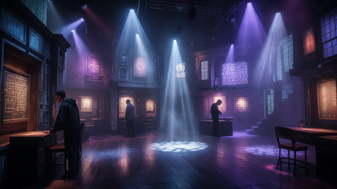 Enthusiasts navigating a complex, multi-room immersive escape experience